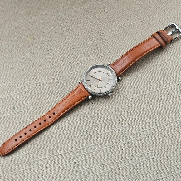 Fossil Ladies Wrsitwatch Quartz Analog Genuine Leather Strap Wrist Watch Crystal - Picture 8 of 12